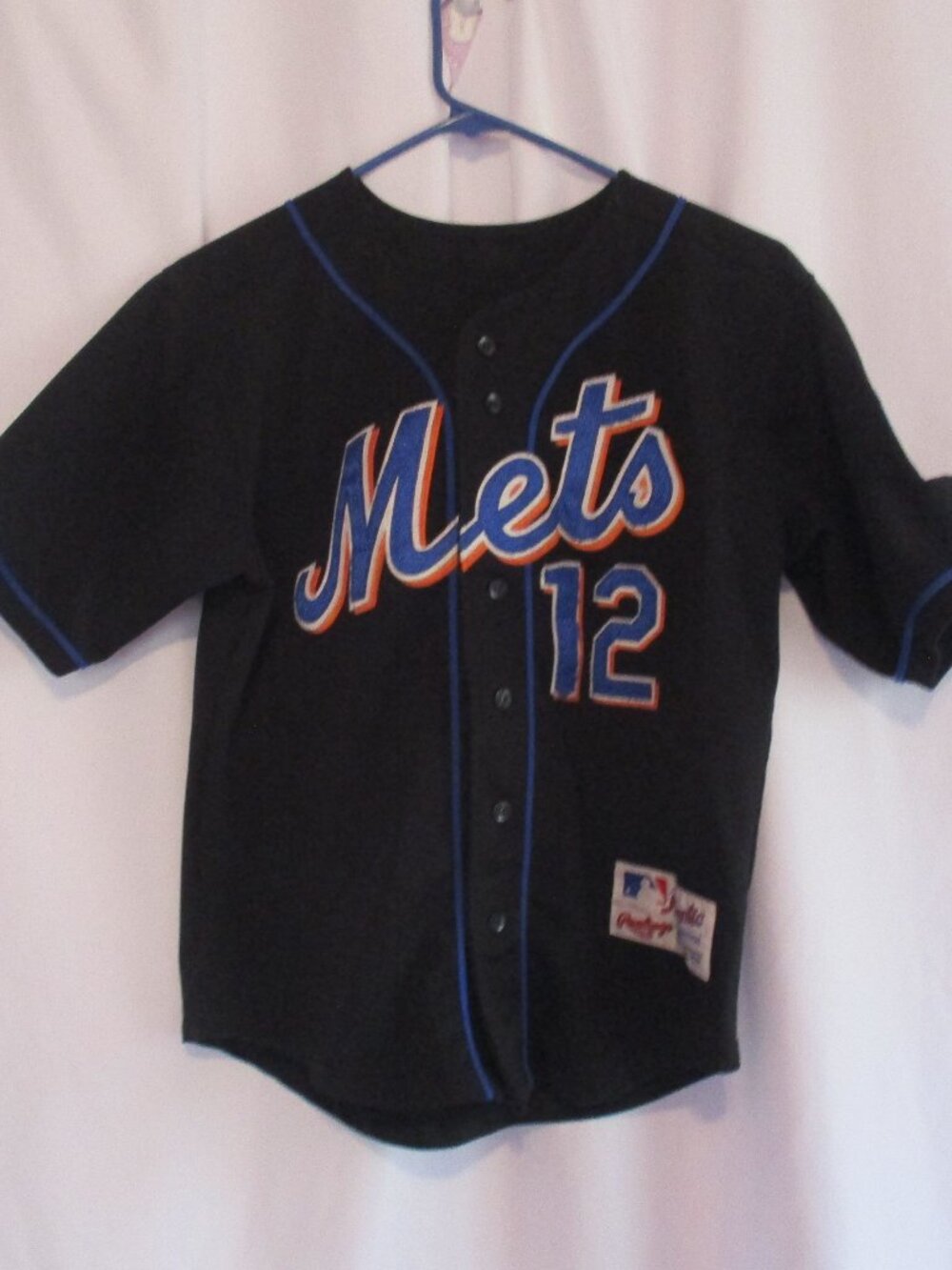 New York Mets Jersey Boys Size 10 Black MLB Baseball Roberto Alomar 12 Rawlings